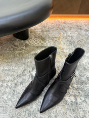 HM 26S POINTED-TOE ANKLE BOOTS 35 MM IN BLACK CALFSKIN
