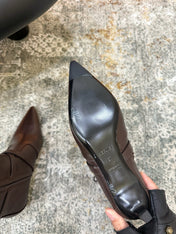HM 26S POINTED-TOE ANKLE BOOTS 35 MM IN DARK BROWN CALFSKIN