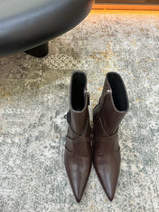 HM 26S POINTED-TOE ANKLE BOOTS 35 MM IN DARK BROWN CALFSKIN