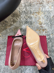 VALENTINO 26S BOW HIGH HEELS 75 MM IN NUDE AND LIGHT PINK CALFSKIN