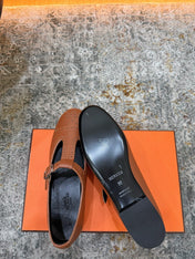 HM 26S PERFORATED BALLET FLATS IN BROWN CALFSKIN
