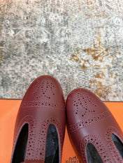 HM 26S PERFORATED BALLET FLATS IN WINE RED CALFSKIN