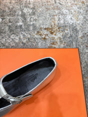 HM 26S PERFORATED BALLET FLATS IN SILVER CALFSKIN