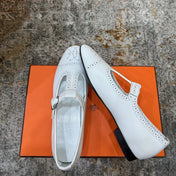 HM 26S PERFORATED BALLET FLATS IN WHITE CALFSKIN
