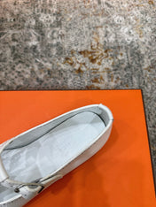 HM 26S PERFORATED BALLET FLATS IN WHITE CALFSKIN