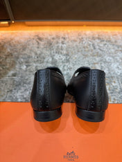 HM 26S PERFORATED BALLET FLATS IN BLACK CALFSKIN