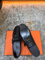 HM 26S PERFORATED BALLET FLATS IN BLACK CALFSKIN