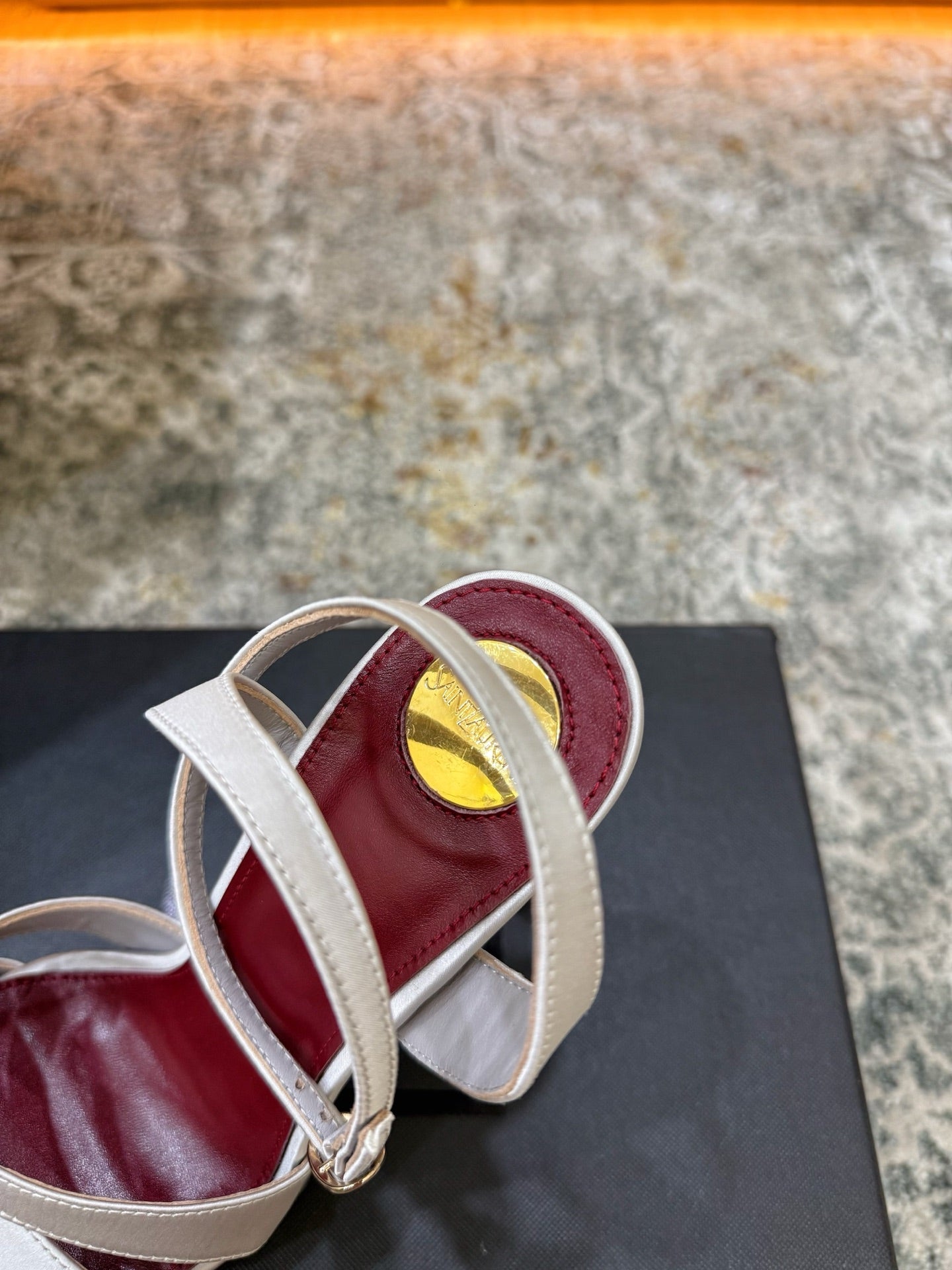 YSL 26S WOVEN-STRAP HIGH-HEEL SANDALS 130 MM IN OFF-WHITE SATIN