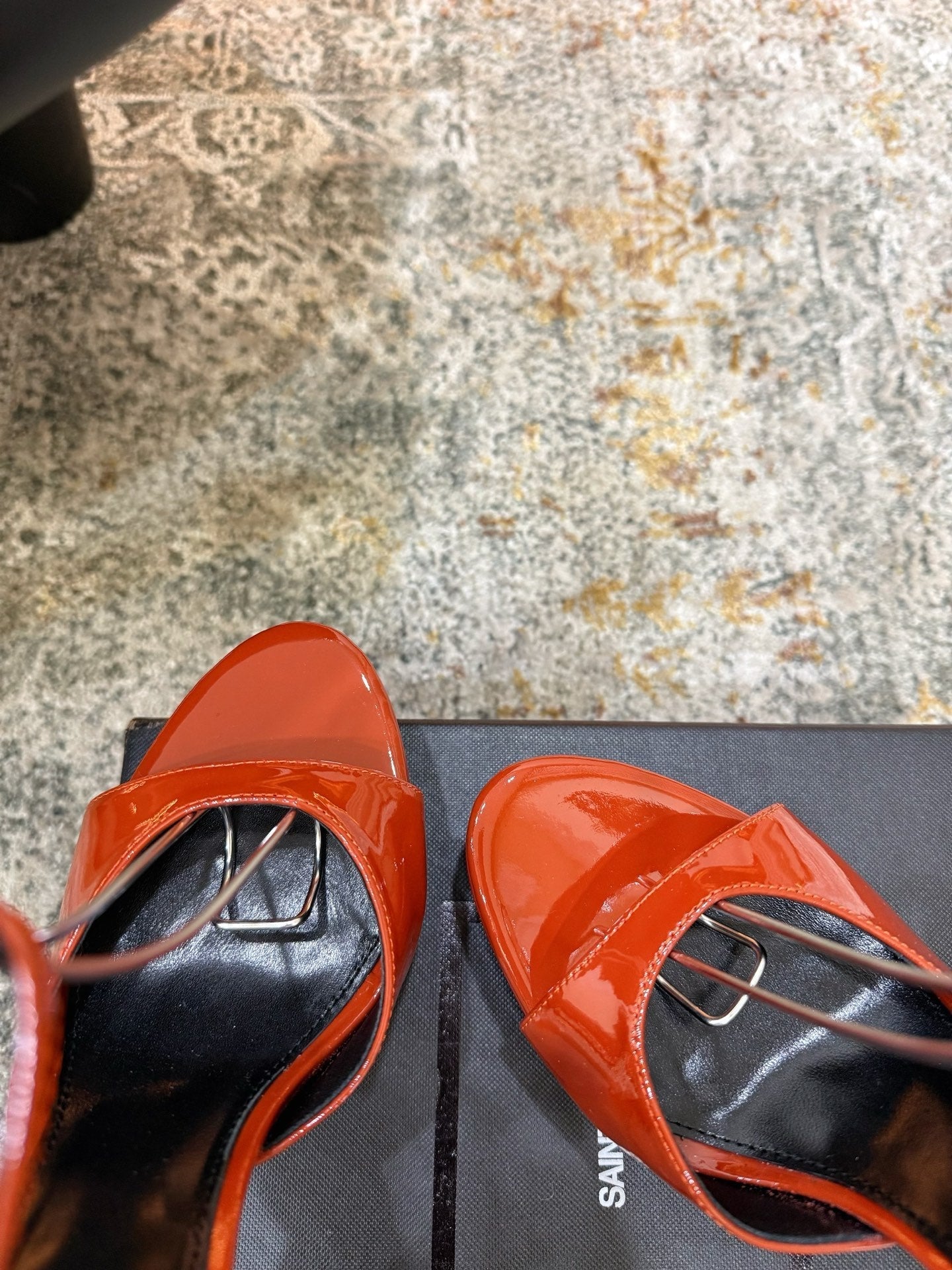 YSL 26S HIGH-HEEL SANDALS 130 MM IN TERRACOTTA GLOSSY CALFSKIN