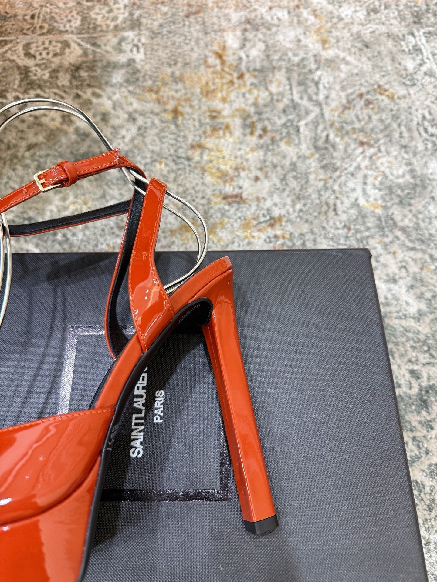 YSL 26S HIGH-HEEL SANDALS 130 MM IN TERRACOTTA GLOSSY CALFSKIN