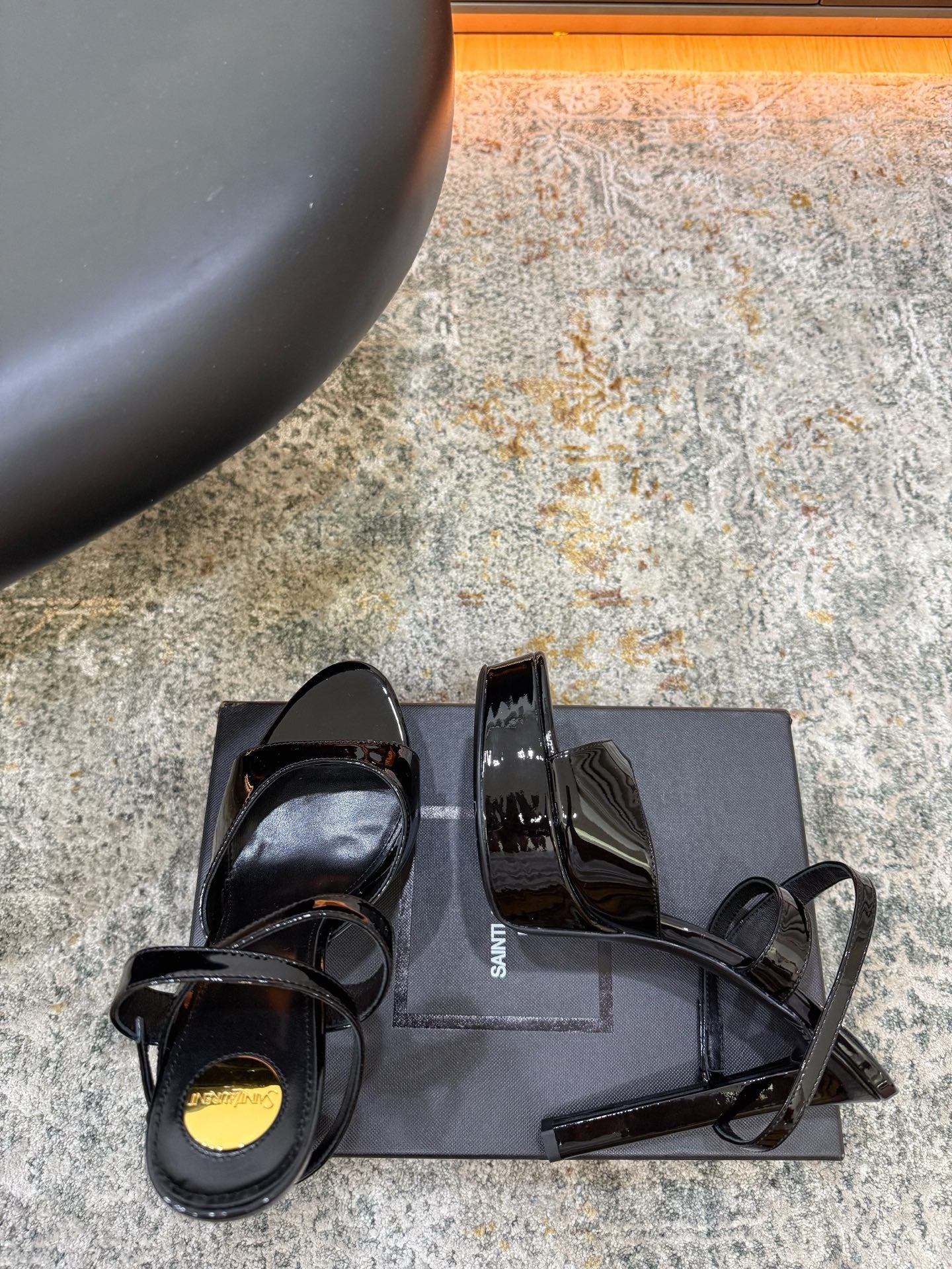YSL 26S HIGH-HEEL SANDALS 130 MM IN BLACK GLOSSY CALFSKIN