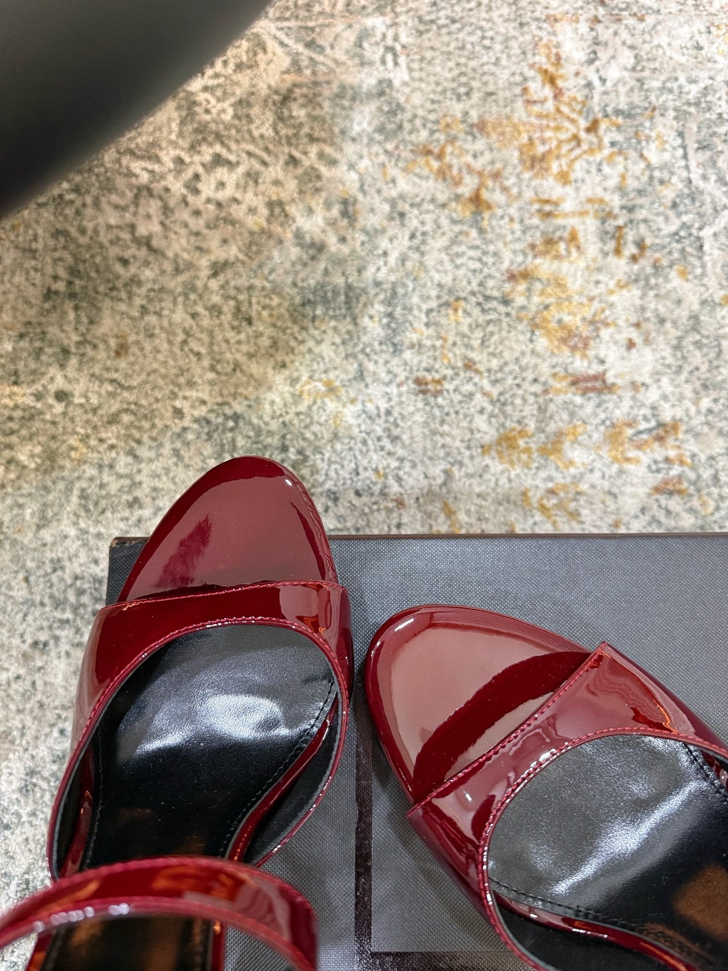 YSL 26S HIGH-HEEL SANDALS 130 MM IN DARK RED GLOSSY CALFSKIN