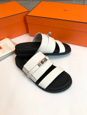 GABRIEL SANDAL MULE IN WHITE CALFSKIN