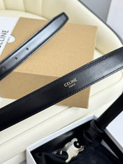 SMALL TRIOMPHE BELT 18 MM BLACK LEATHER SILVER HARDWARE