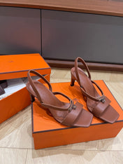 GLAMOUR 75 SANDAL CHOCOLATE CALFSKIN