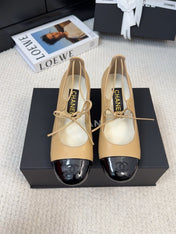 MARY JANE PUMPS 55 MM IN SAND YELLOW MIX BLACK LAMBSKIN