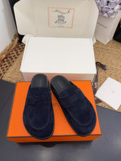 HM 25S MULE IN DARK SLATE BLUE SUEDE