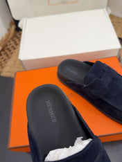 HM 25S MULE IN DARK SLATE BLUE SUEDE