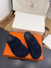 HM 25S MULE IN DARK SLATE BLUE SUEDE