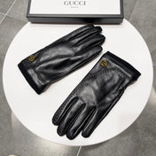 TOUCHSCREEN GLOVES IN BLACK LAMBSKIN MIX WOOL 130577