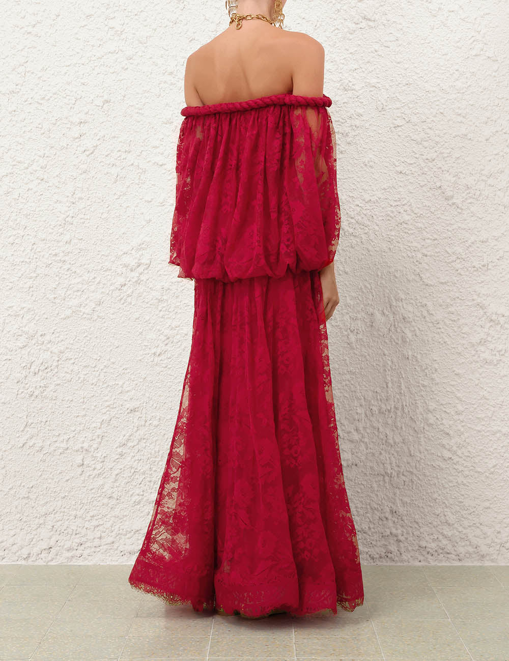 ZIMMERMANN 26S OFF-SHOULDER LACE MAXI DRESS 322