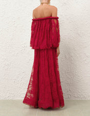 ZIMMERMANN 26S OFF-SHOULDER LACE MAXI DRESS 322