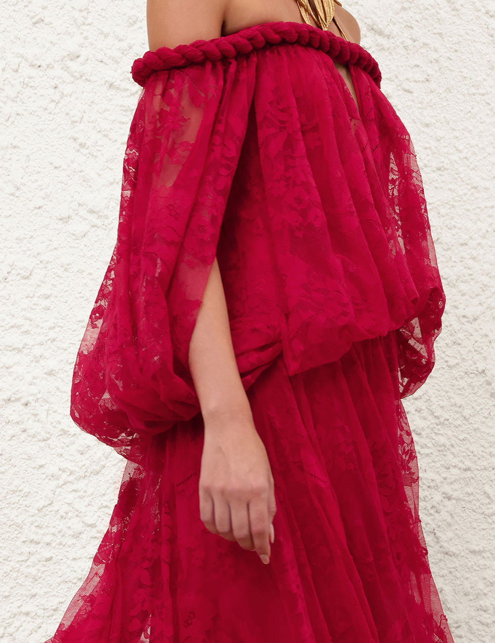 ZIMMERMANN 26S OFF-SHOULDER LACE MAXI DRESS 322