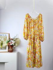 ZIMMERMANN 26S DRAWSTRING FLORAL MIDI DRESS 284