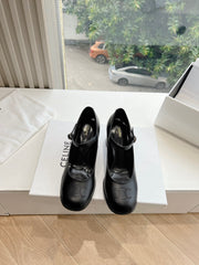HIGH MARY JANE SHOES IN BLACK CALFSKIN