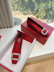 BELLE VIVIER BALLERINAS IN RED SILK