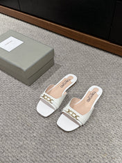 WHITNEY SLIDE IN WHITE CROCODILE LEATHER