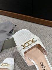 WHITNEY SLIDE IN WHITE CROCODILE LEATHER