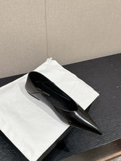 SL NOUR POINTED TOE BALLET BLACK CALFSKIN