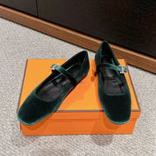 JANE BALLET FLAT CASTLETON GREEN VELVET
