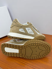 DIOR 26S SNEAKERS IN WHITE AND LIGHT BROWN SUEDE AND FABRIC