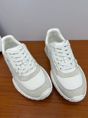 DIOR 26S SNEAKERS IN WHITE AND LIGHT GRAY SUEDE AND CALFSKIN