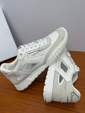 DIOR 26S SNEAKERS IN WHITE AND LIGHT GRAY SUEDE AND CALFSKIN