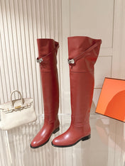 HM 26S OVER THE KNEE BOOTS IN DARK RED CALFSKIN
