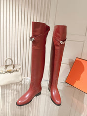 HM 26S OVER THE KNEE BOOTS IN DARK RED CALFSKIN