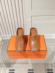HM 26S HEEL MULES 65 MM IN LIGHT BROWN CALFSKIN