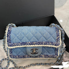 CHANEL 25S FLAP BAG 20 CM IN BLUE DENIM