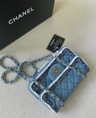 CHANEL 25S FLAP BAG 20 CM IN BLUE DENIM