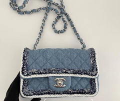 CHANEL 25S FLAP BAG 20 CM IN BLUE DENIM