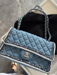 CHANEL 25S FLAP BAG 25 CM IN BLUE DENIM