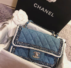 CHANEL 25S FLAP BAG 25 CM IN BLUE DENIM
