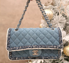 CHANEL 25S FLAP BAG 25 CM IN BLUE DENIM