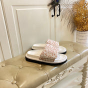 LV 26S PILLOW COMFORT MULES IN WHITE AND DUSTY ROSE CANVAS
