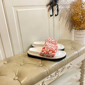 LV 26S PILLOW COMFORT MULES IN WHITE AND ORANGE CANVAS