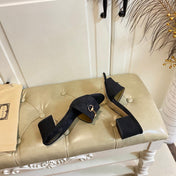 GUCCI 26S HIGH-HEELED SANDALS 65 MM IN BLACK CANVAS