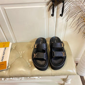 LV 26S WEDGE SLIDES 45 MM IN BLACK CALFSKIN